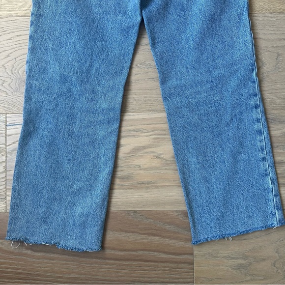Zara Straight High Rise Cross Waist Jeans Mid-Blue 26 - Picture 8 of 8